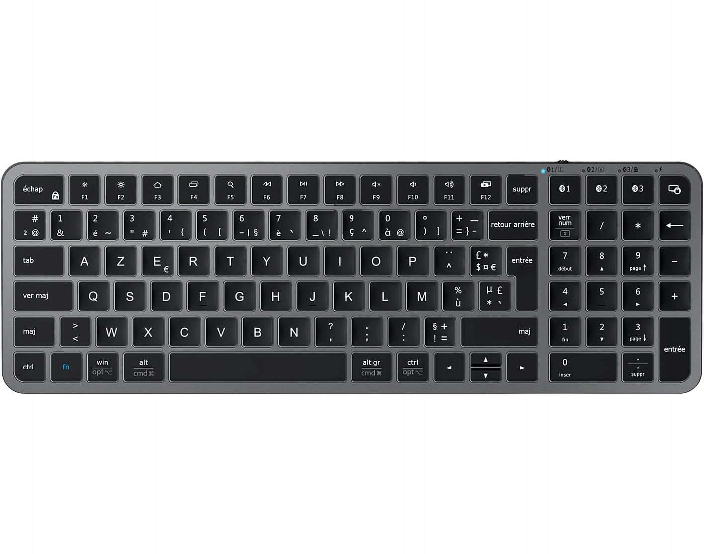 Bluetooth bezdrôtová nabíjacia klávesnica Azerty iClever multi device