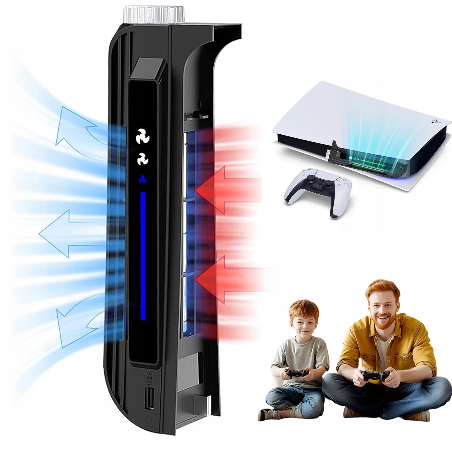 Wentylator Chłodzący Dla PS5 Z 3 Poziomami Wentylacji I Led