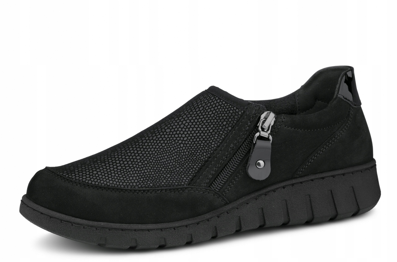 Bailar tęgość K szerokie damskie buty półbuty czarne obuwie na halluksy 37