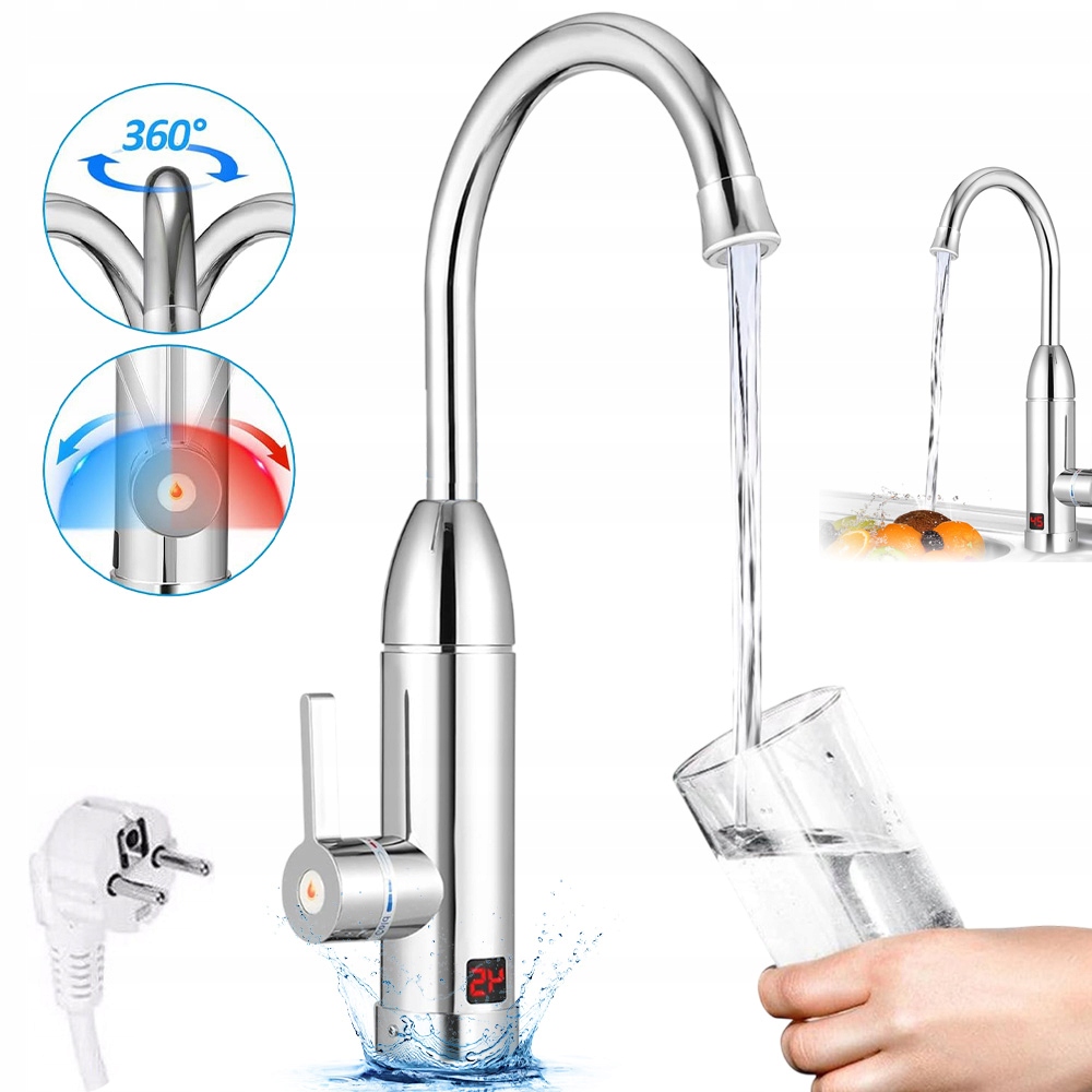 Elektrický Průtokový Ohřívač Vody Zobrazuje Digitální Teplotu LCD