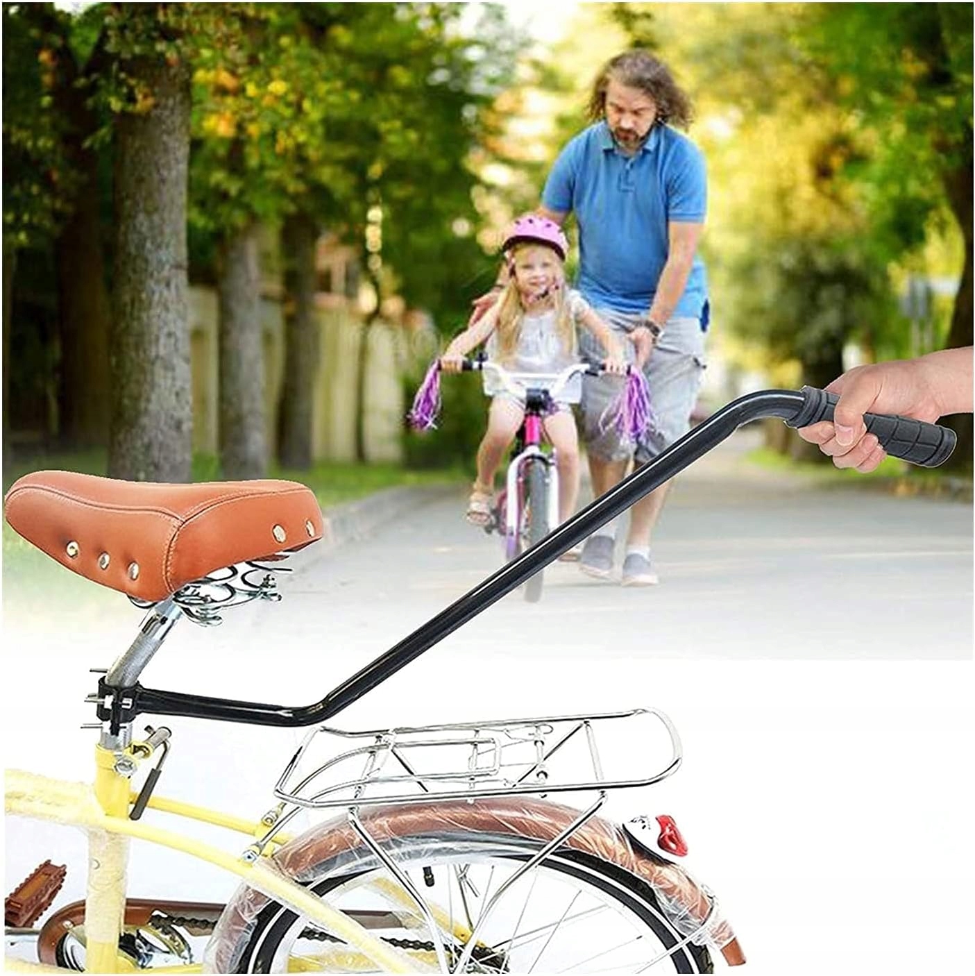 PROWADNIK PCHACZ KIJ DO ROWERU RĄCZKA DO ROWERKA UCHWYT NAUKA JAZDY DZIECKA Przeznaczenie siodełko