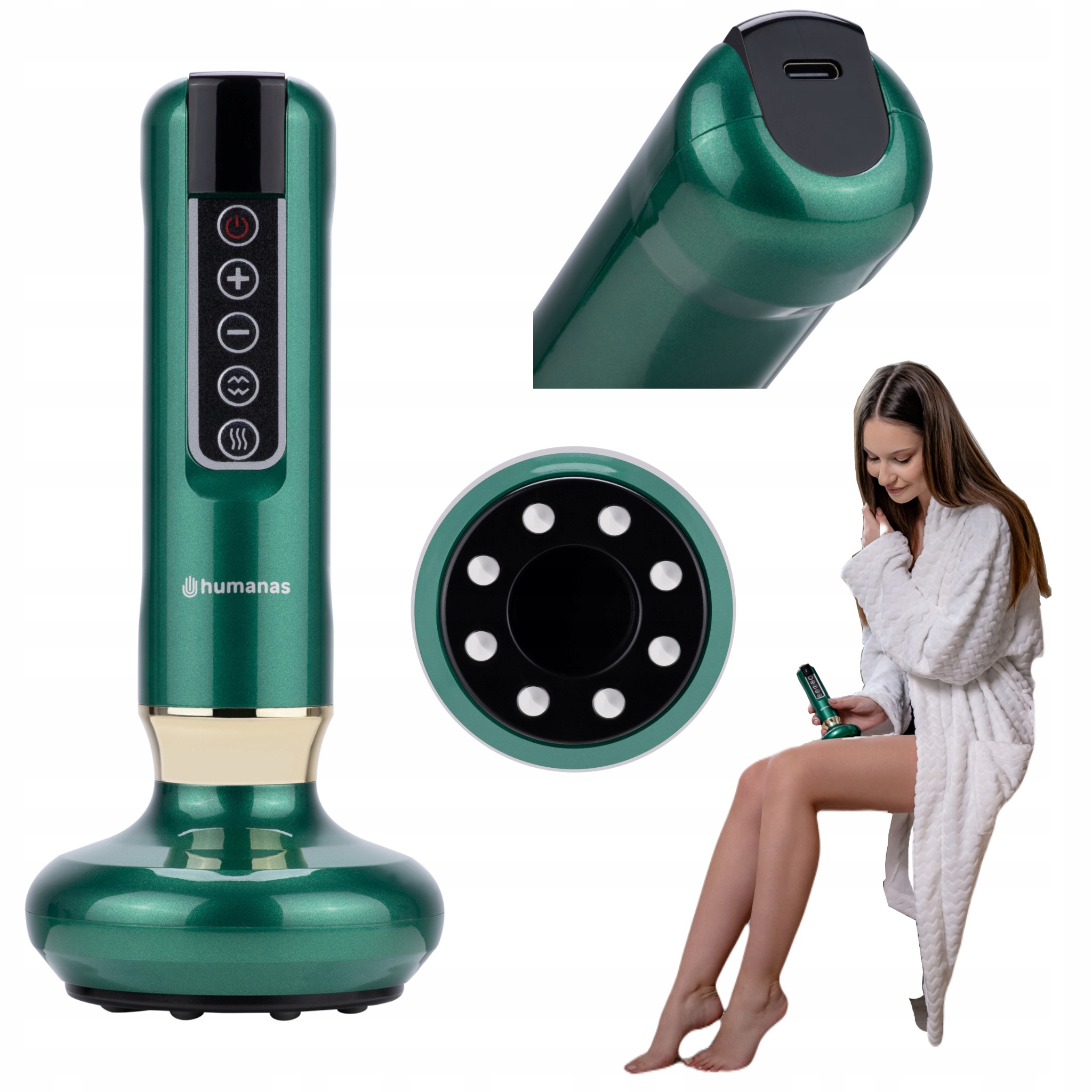 Masażer Antycellulitowy Z Funkcją Bańki Chinskiej Humanas Dermasmooth