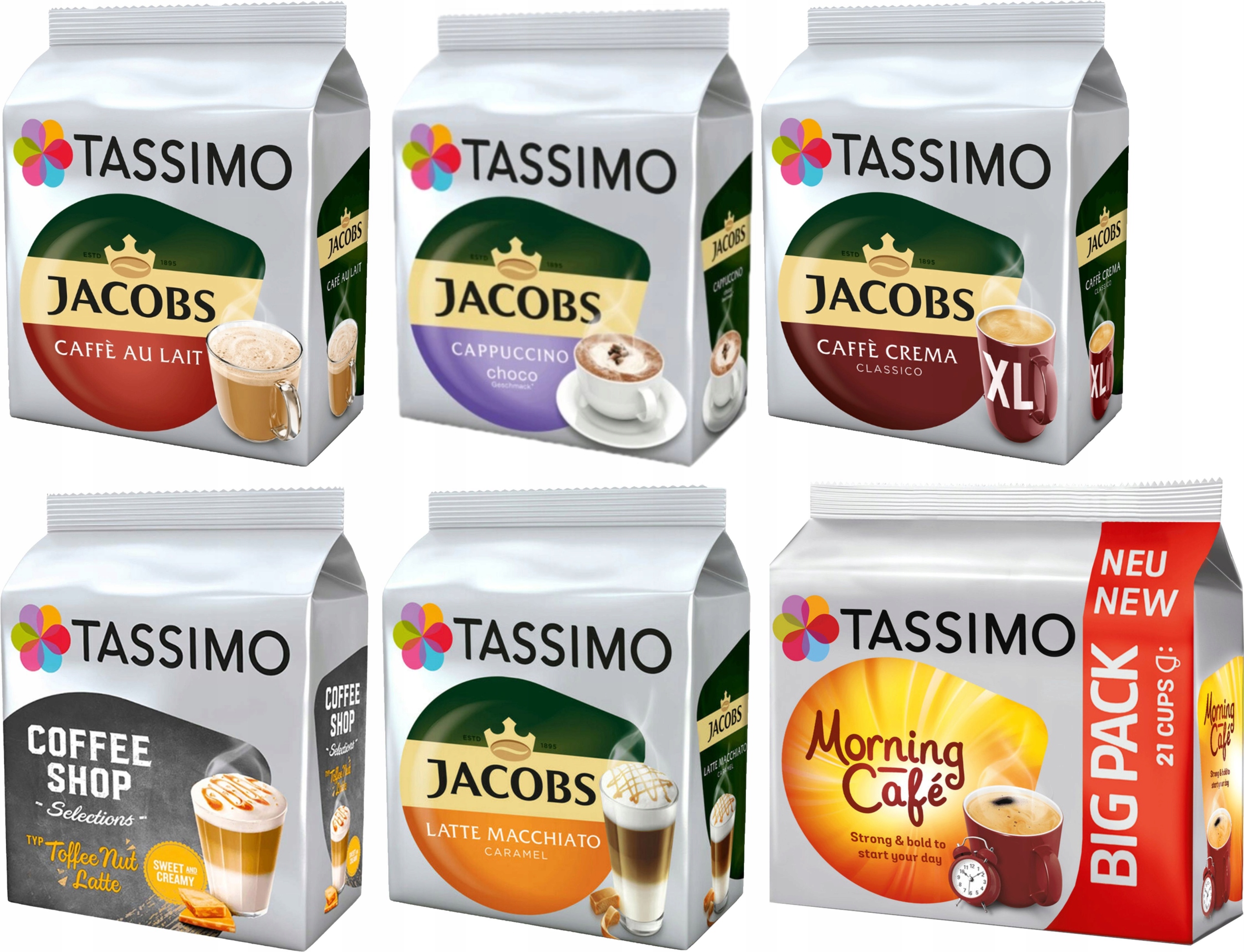 Levně káva kapsle Tassimo Jacobs, mix chutí 77 kusů , Morning