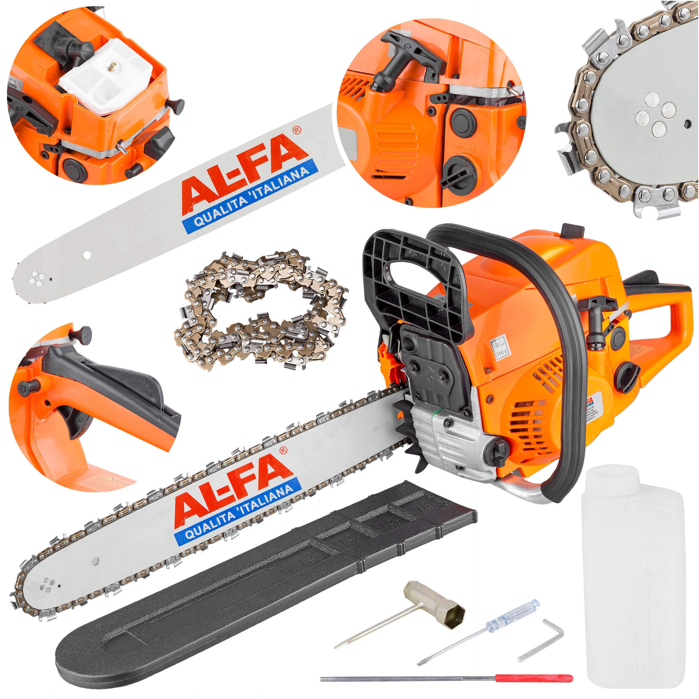 Piła Spalinowa Motorowa Pilarka Łańcuchowa Do Drewna Moc Prowadnica Zestaw