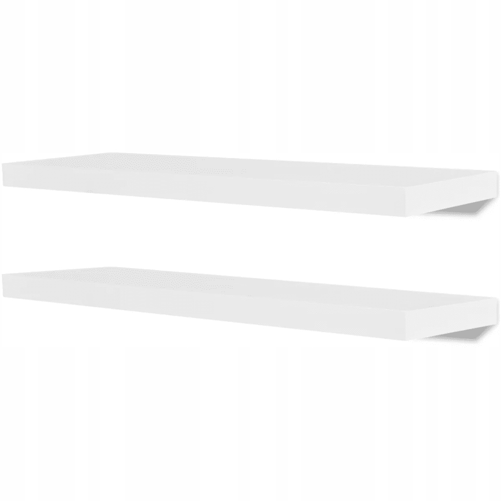 Sada 2 Bílých Polic na Zeď z Mdf, 80x20x3,8 cm, Skryté Upevnění