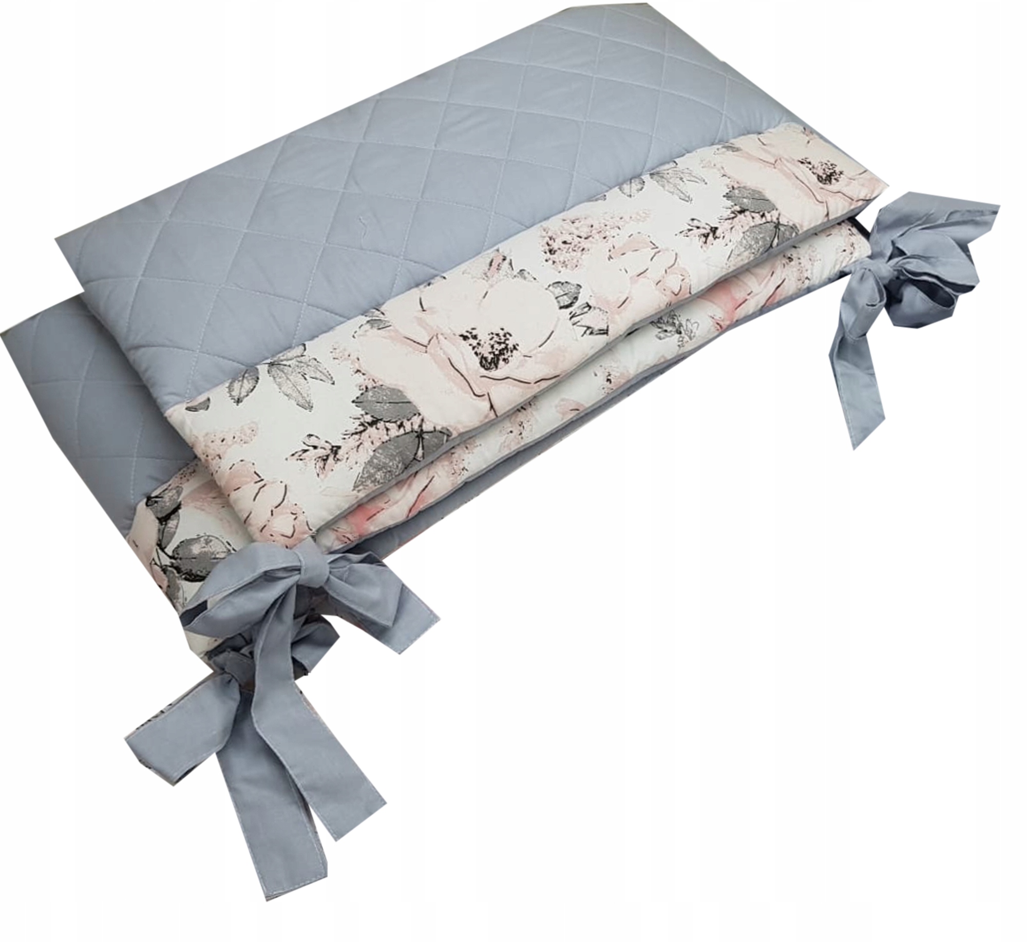 Бампер для кроватки стеганый серый модный пион тип для кроватки