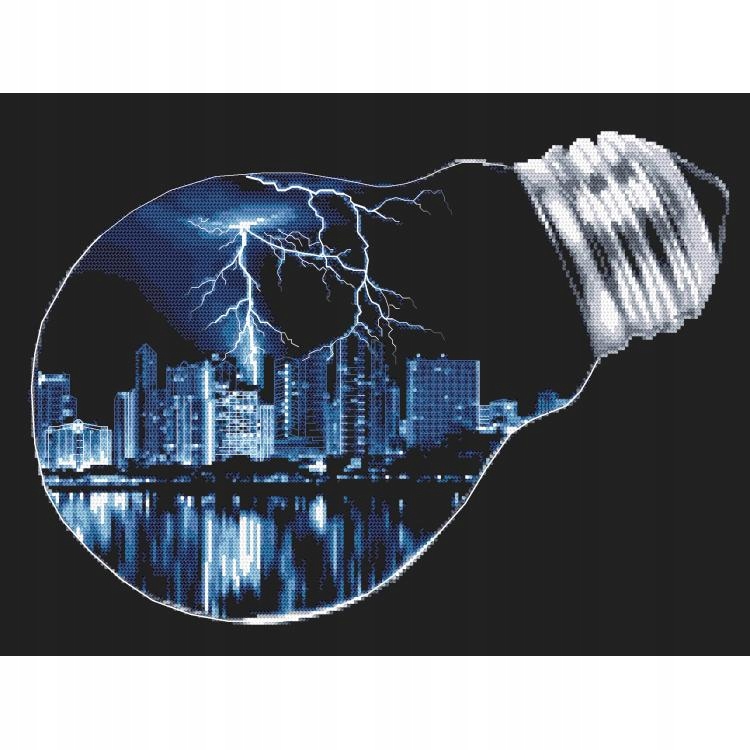 Vyšívací sada křížková Město v žárovce