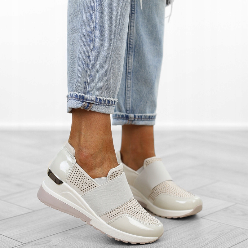 Beżowe półbuty sneakersy na koturnie LDLJ-125 r.40 Marka inna