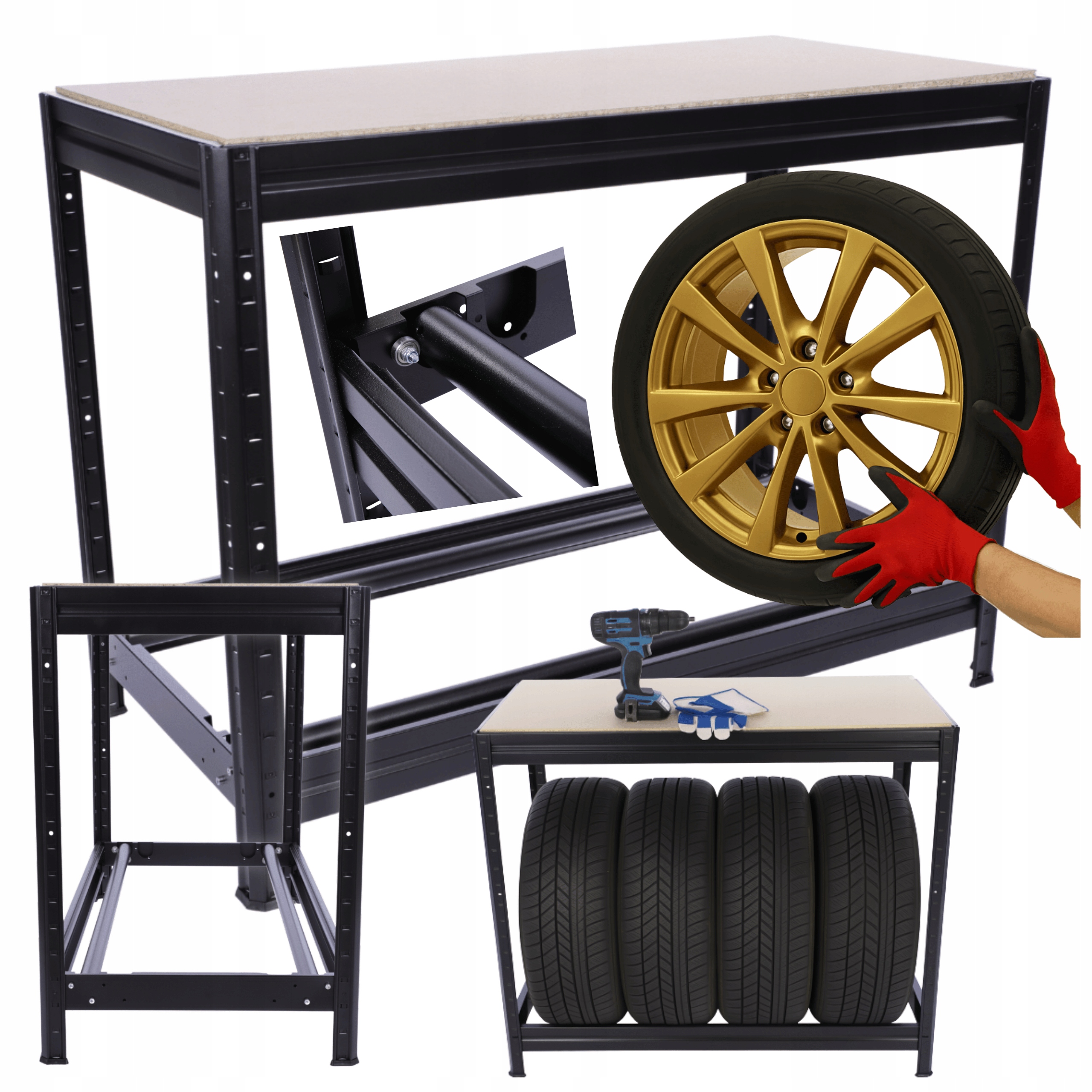 Stojan na pneumatiky regál na kolesá Otočné Rolky 87X120X60 cm Pevný, Odolný