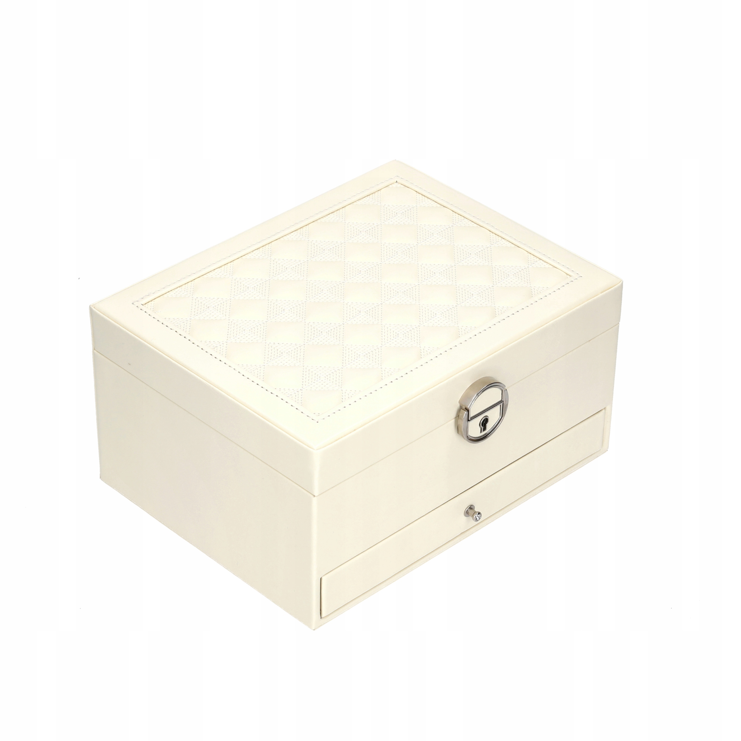 SZKATUŁKA NA BIŻUTERIĘ PUDEŁKO KUFEREK POJEMNY ORGANIZER ELEGANCKI C2 Cechy lusterko miejsce na kolczyki miejsce na pierścionki wielopoziomowa zamykane na kluczyk