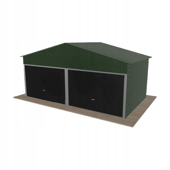 Plechová garáž 6x3.5 m, dvoupolohová, dvouspádová, zelená