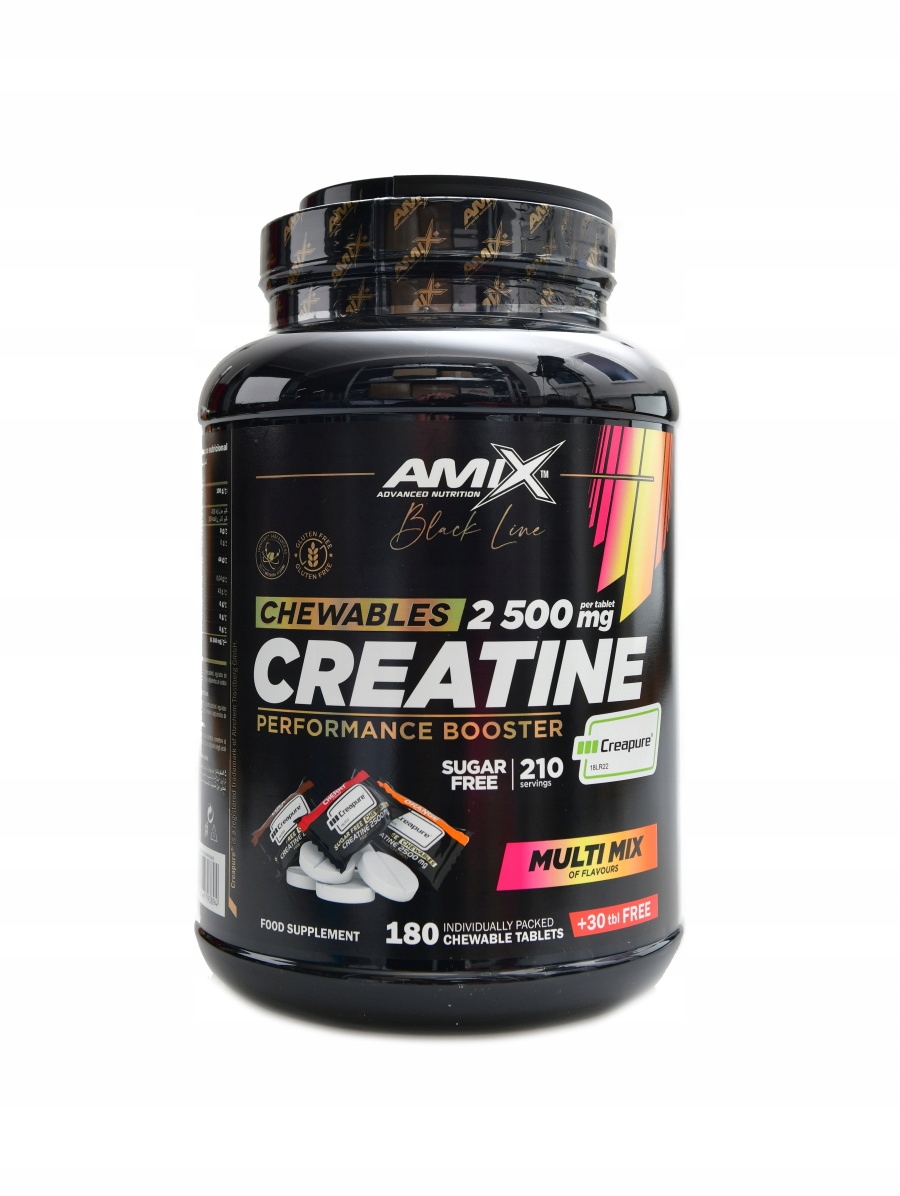 Black line Creatine creapure 2500mg chewable tabs zero sugar 210 tbl