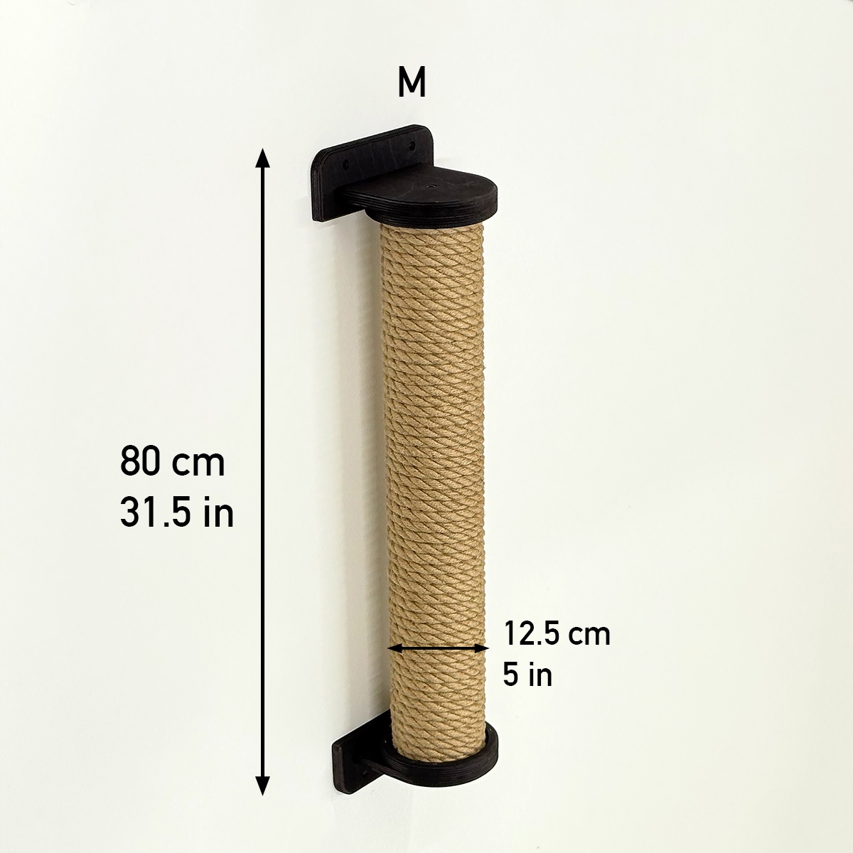 Elegantní škrabadlo pro kočky, pevné, silné lano, velikost M 80 cm šrouby, černá barva