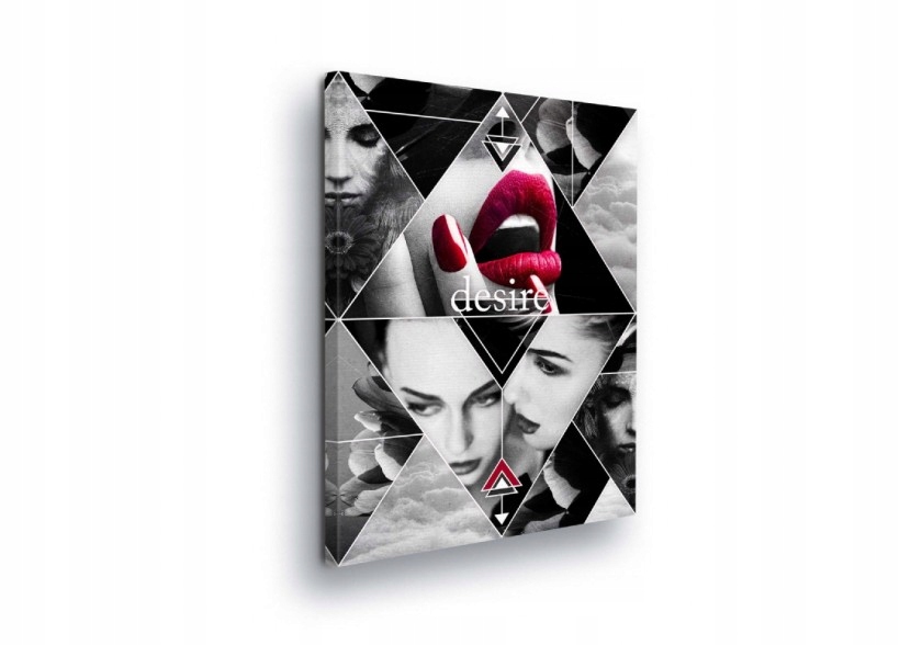 Obraz 60x80 Vášeň touha krása emoce kontrast červená ústa obličej