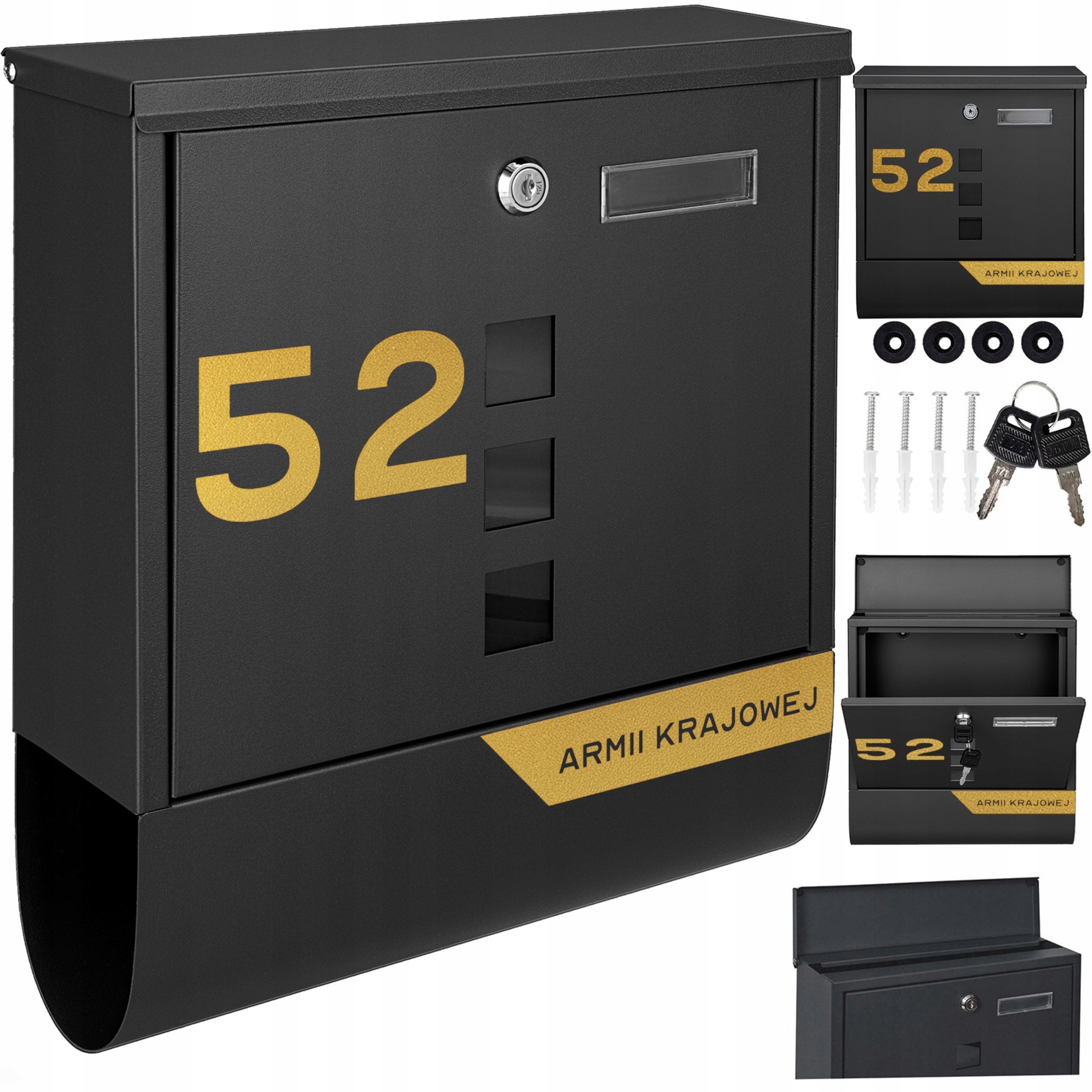 Poštovní Černá Poštovní Schránka Zlatý Vzor