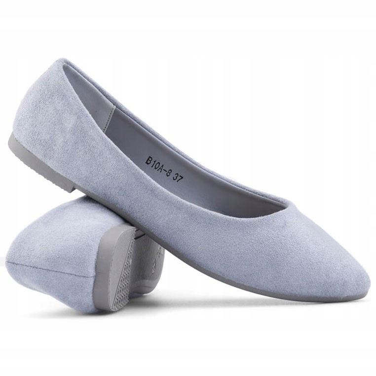 Niebieskie Balerinki Damskie Zamszowe Baleriny Wsuwane Wkł. Ekoskóra Miękki