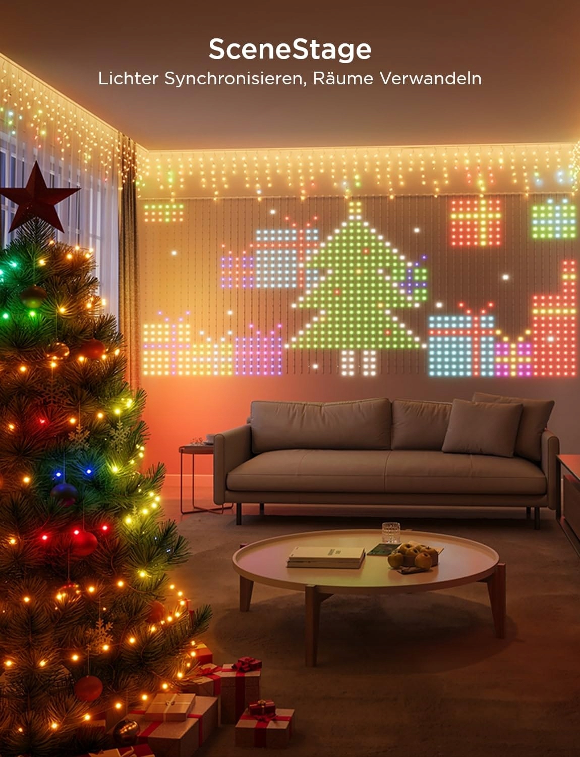 GOVEE Kurtyna LED RGBIC 520 Kolorów IP65 Alexa Party Dekoracja 1,5x2m — miniatura 3