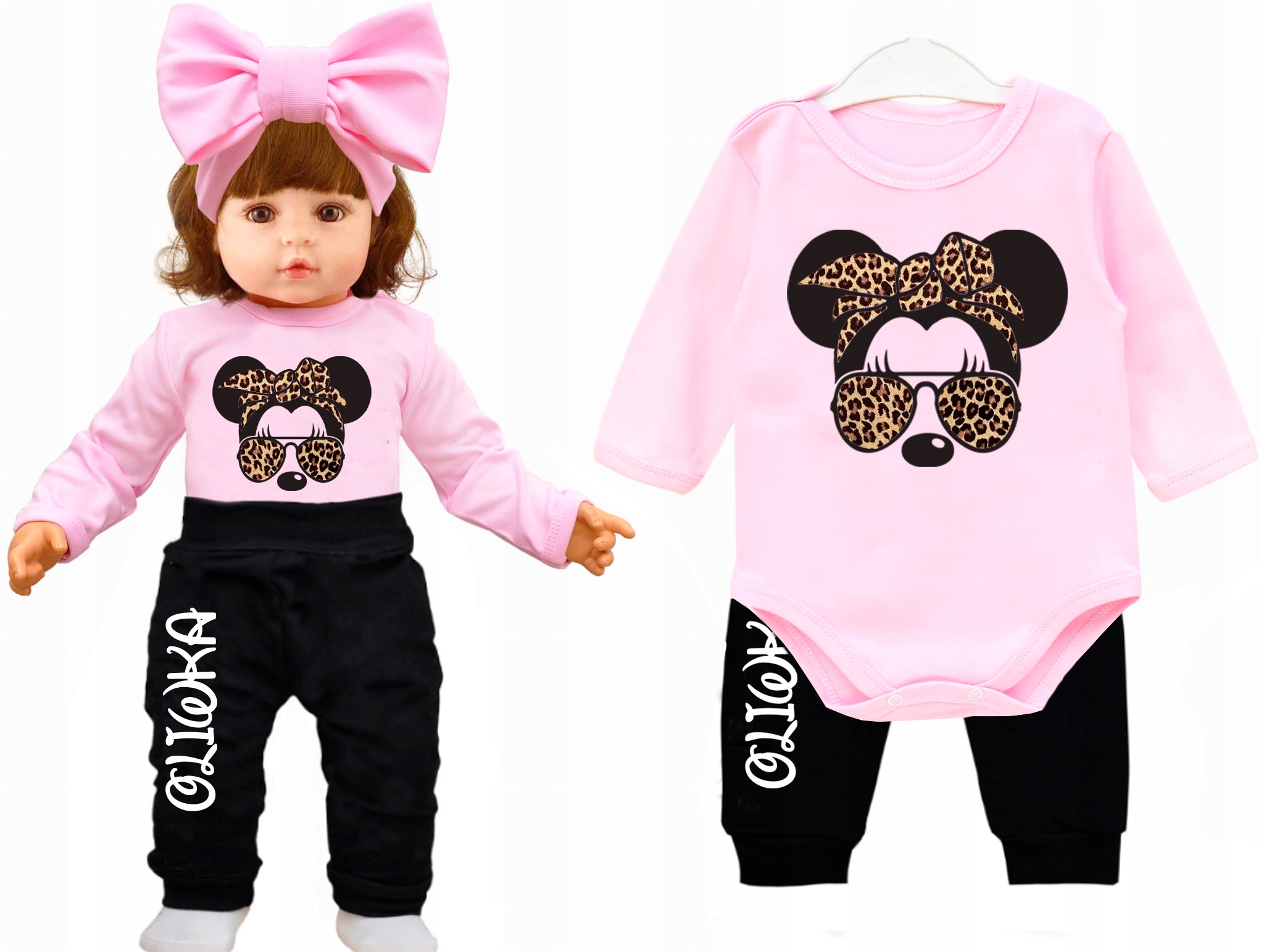 KOMPLET BODY SPODNIE Myszka Minnie IMIĘ r. 74