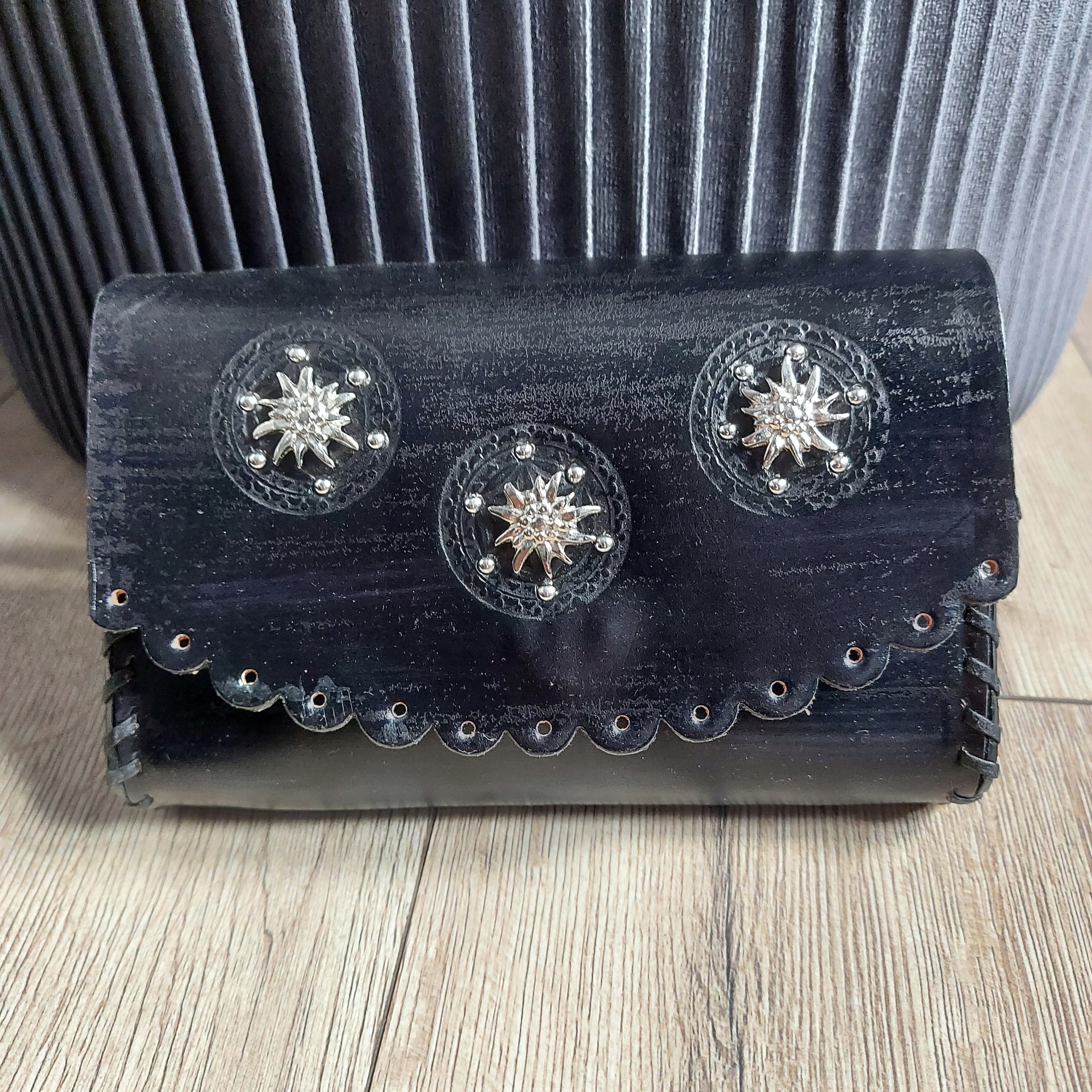 Regionální kožená kabelka Horalská kabelka Dámská přírodní kůže Černá