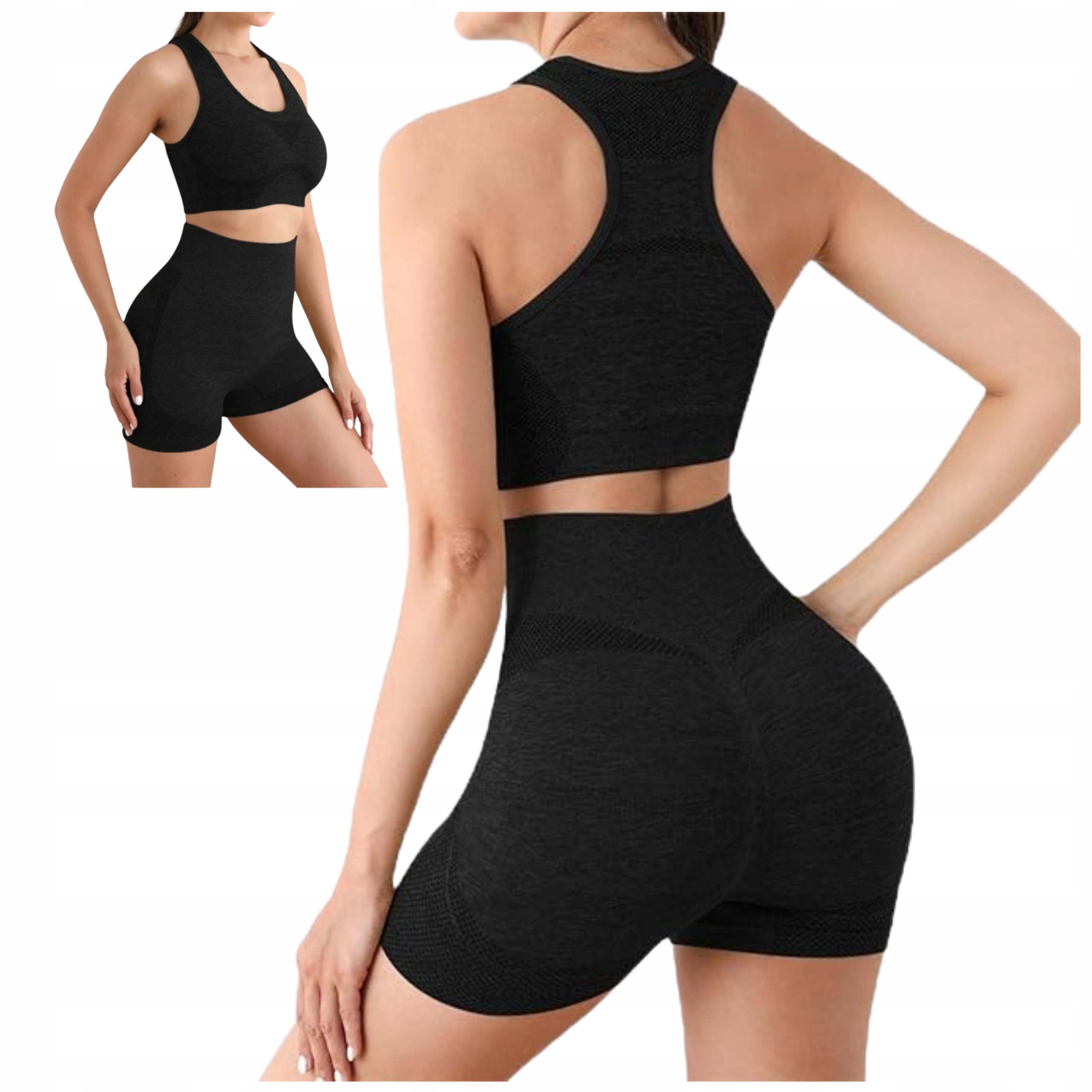 STRÓJ NA SIŁOWNIE DAMSKI KOMPLET DO ĆWICZEŃ FITNES SPORTOWY STANIK SPODENKI