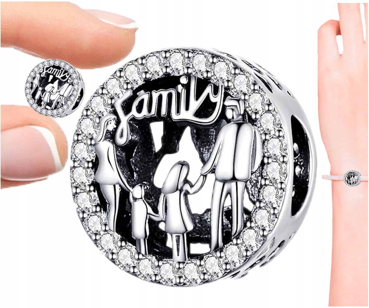 

Zawieszka Charms Rodzina Family Srebro Moda Trusky