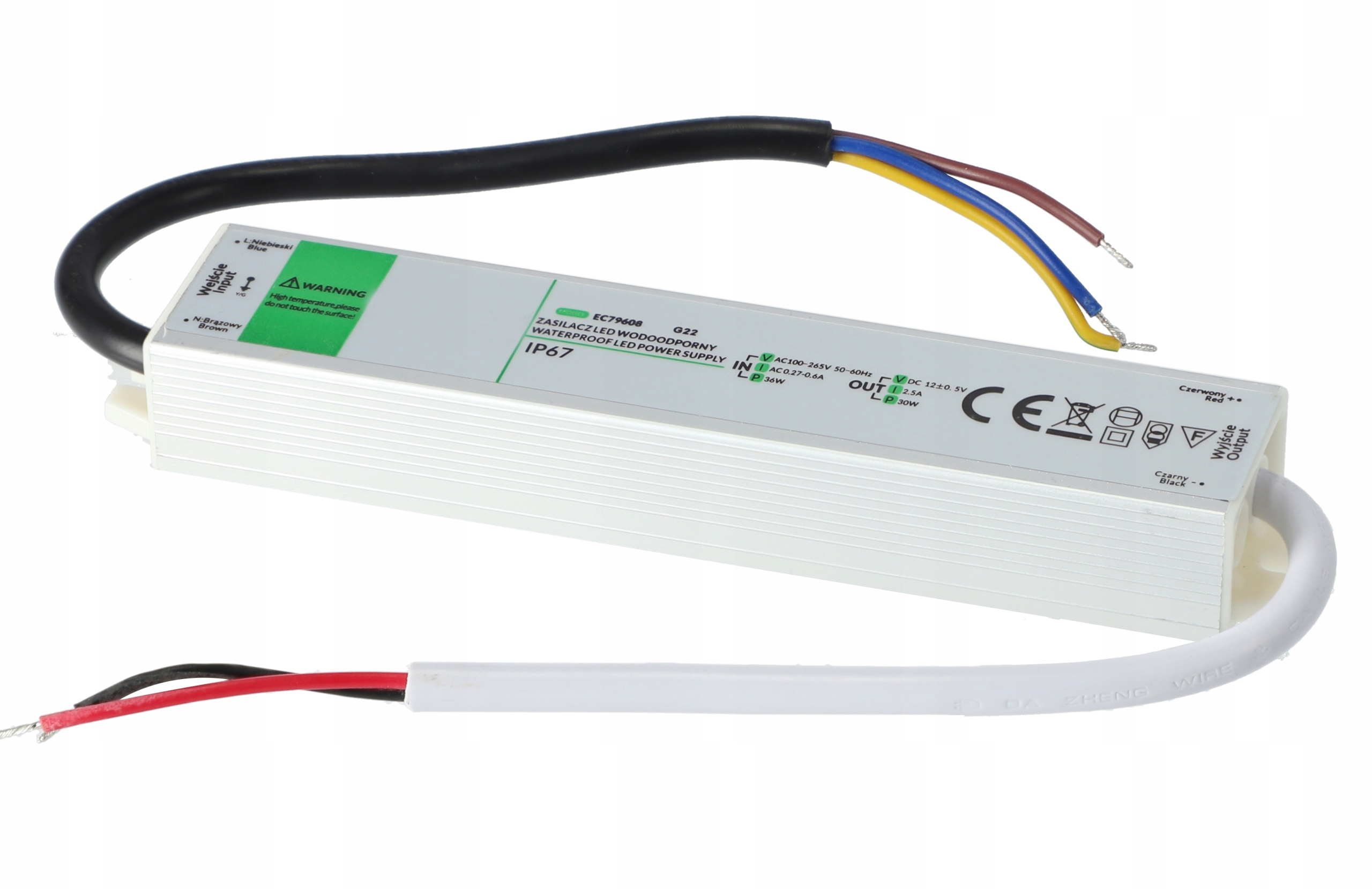 

Zasilacz Wodoodporny do taśm Led 12V 30W IP67