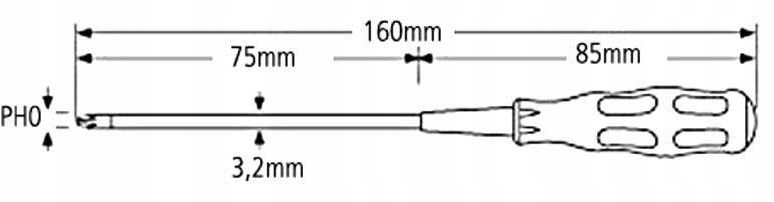 Wkrętak krzyżak PH0 seria Pro-Soft, 160 mm, 89401B Marka Pro'sKit