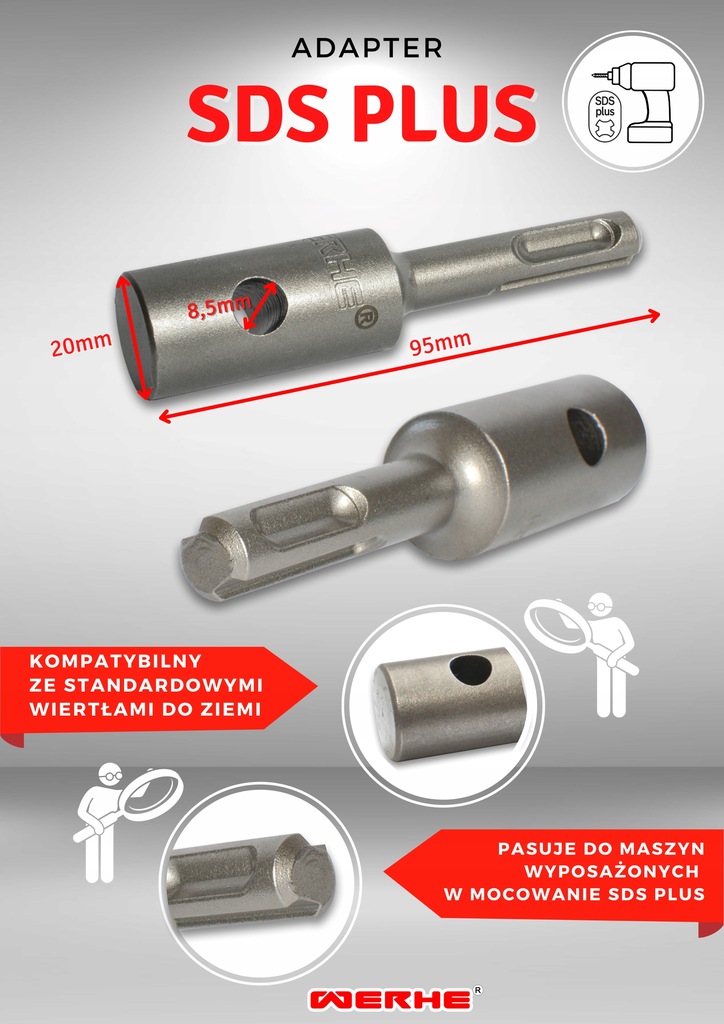 Wiertło do gleby 60H mm SDS PLUS -Werhe Marka WERHE