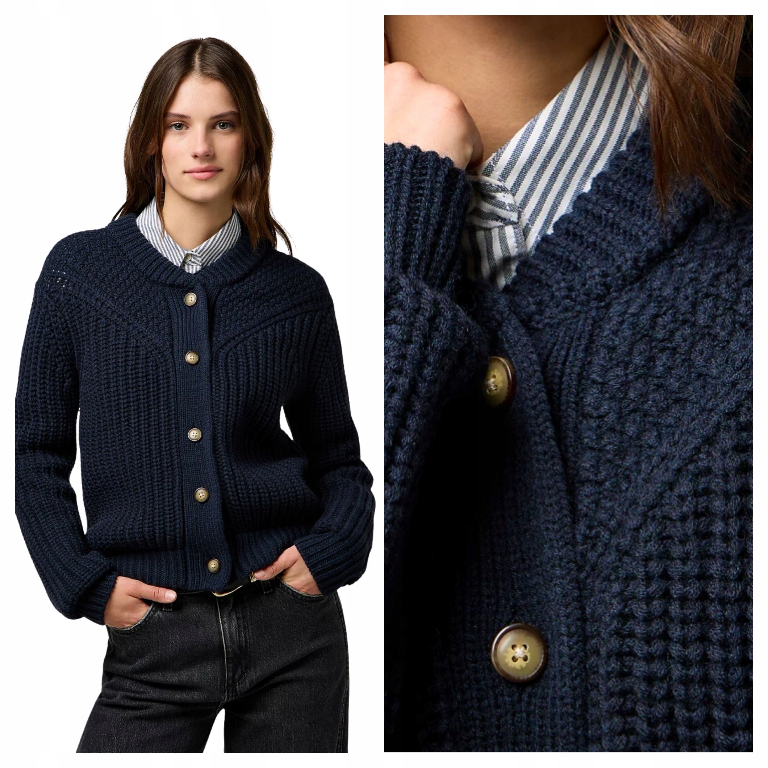 Dámský svetr Wrangler Western Cardigan Tmavě modrý Klasický S