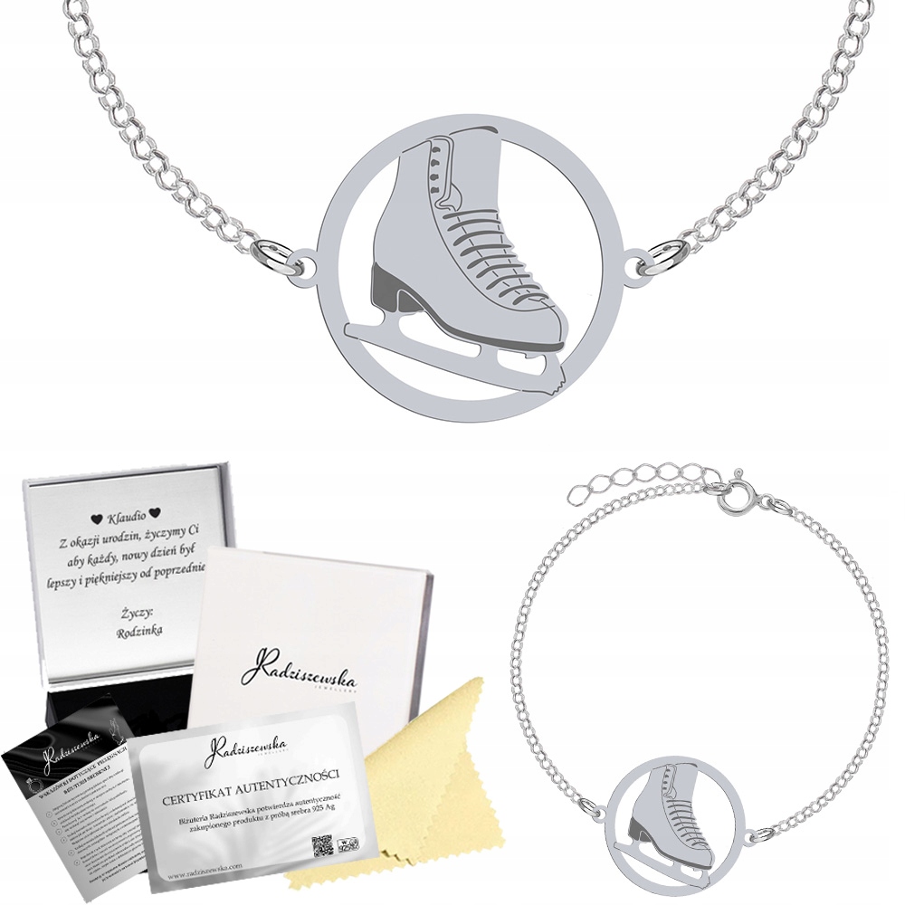 Stříbrný Náramek S Bruslením Ankrovým Bruslením Žena Dárek Gravírování