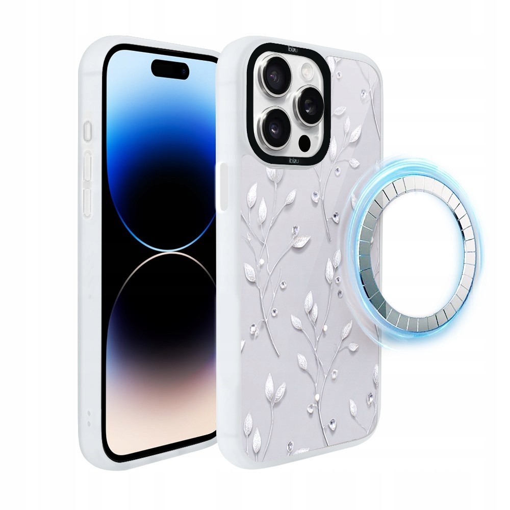 Pouzdro pro iPhone 14 Pro Ibizu DropGuard Matt s MagSafe, Ledové květy
