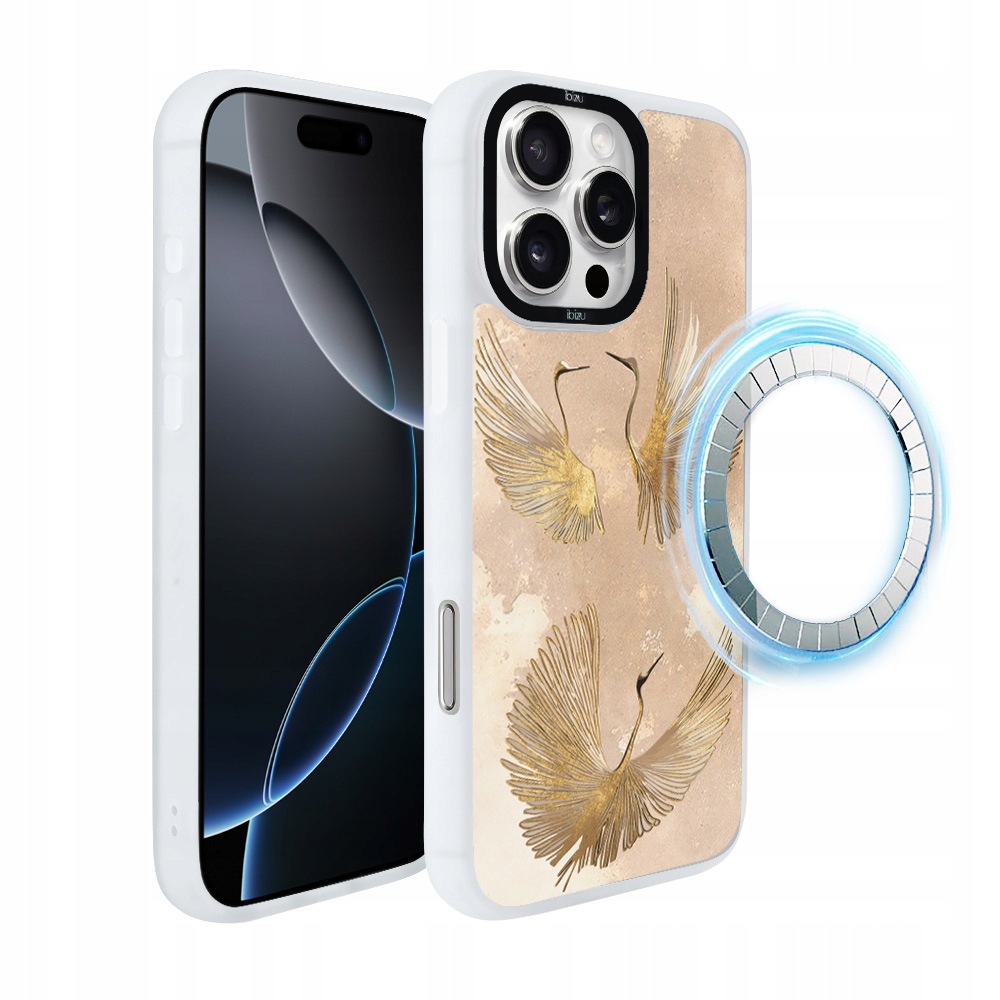 Pouzdro pro iPhone 16 Pro Ibizu DropGuard Matt s MagSafe, Zlaté jeřáby