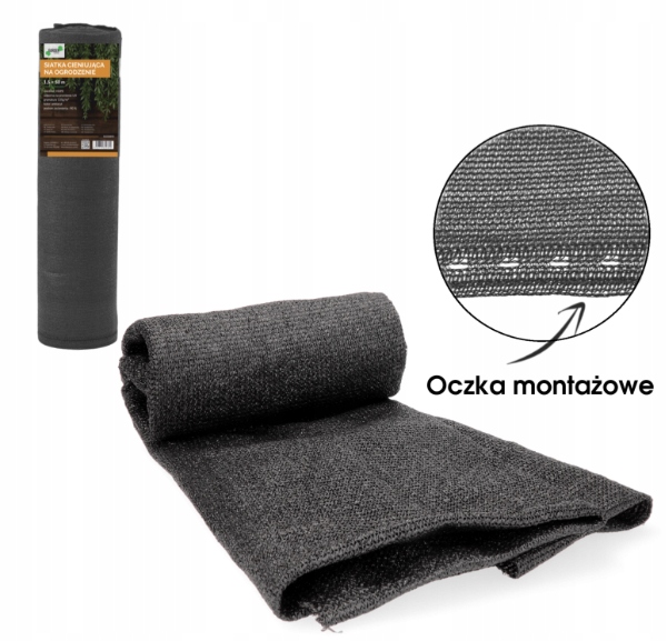 Siatka Cieniująca Maskująca Na Płot Ogrodzenie Grafitowa 1,5x50m 90% Uv