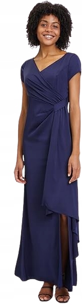 Vera Mont Plus Size Večerní Sukně Tmavě Modrá Maxi Saténová 50 Jsf