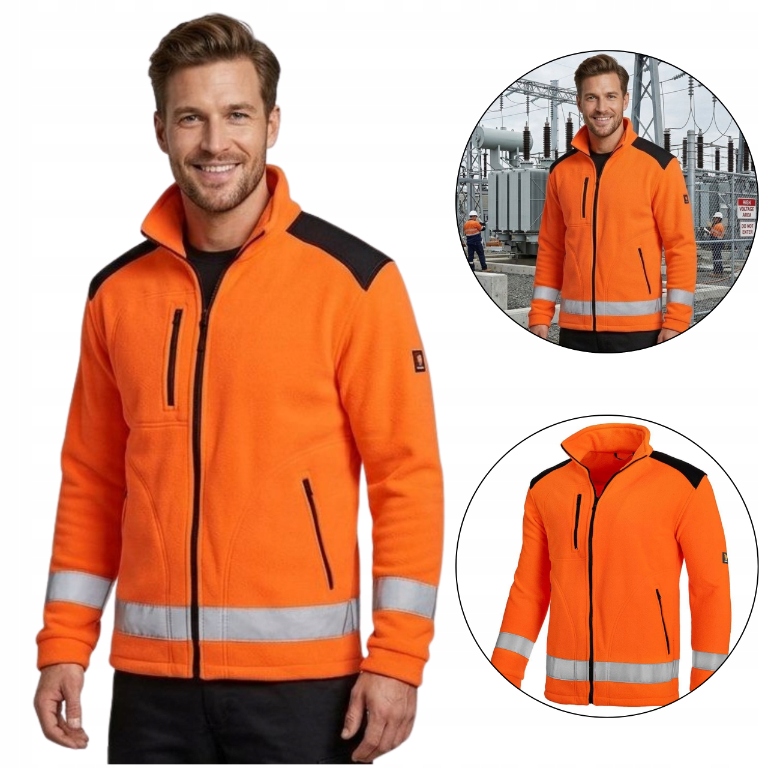 Výstražný Pracovní Fleece Tlustý 340 G Mikina Fleecová Reflexní Orange XL
