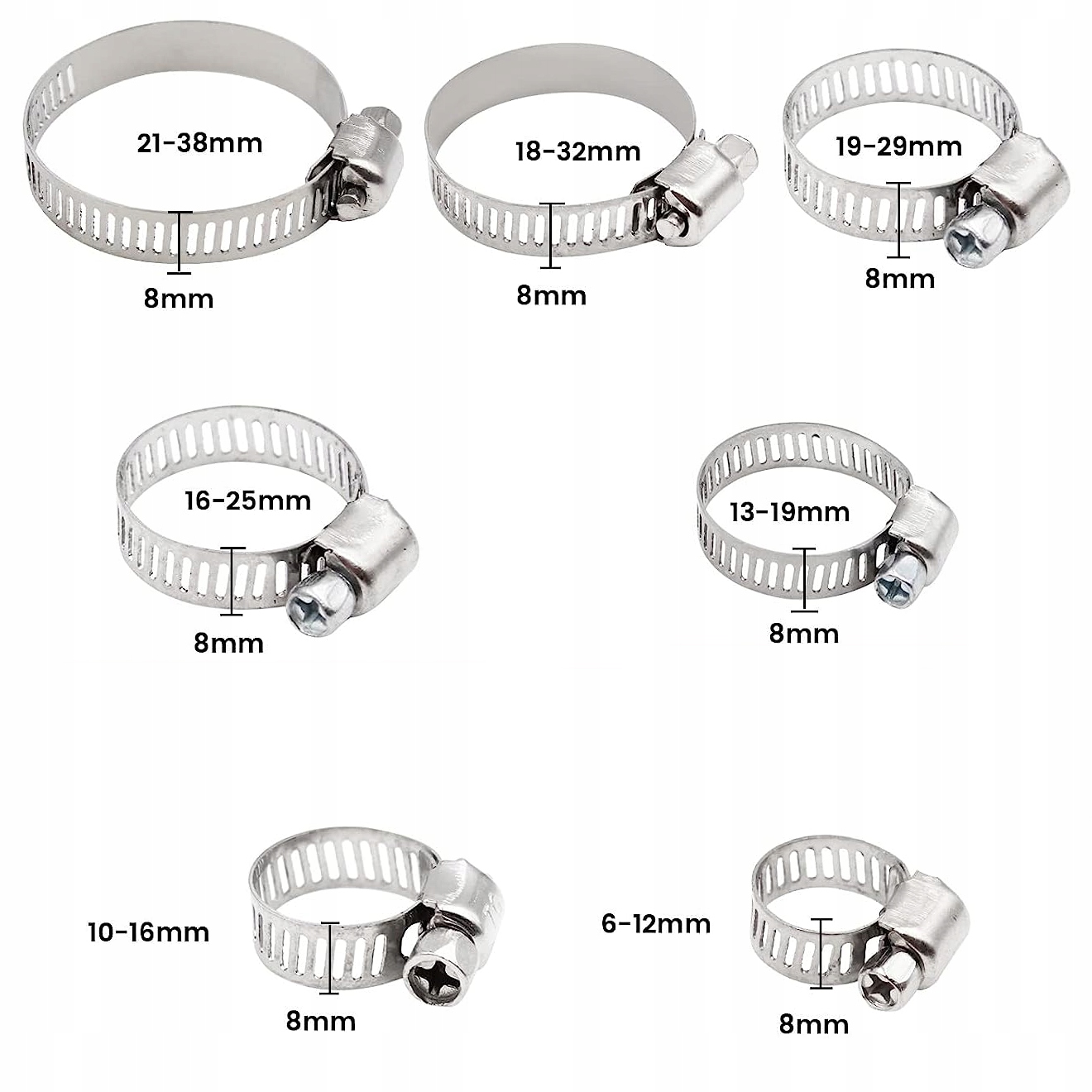 METALOWE OPASKI ZACISKOWE SKRĘCANE ŚLIMAKOWE 60 EL ZESTAW Marka AWparts