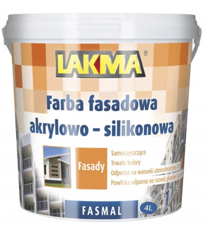 Farba Emulsja Fasadowa Biała Fasmal Lakma 4 L