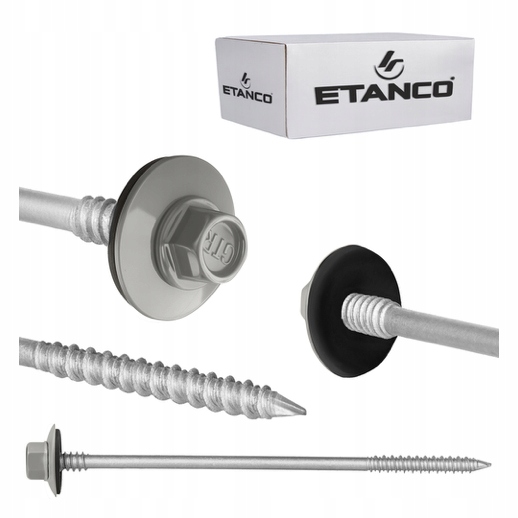 Etanco Wkręt Gtr-w do płyty warstwowej 100szt. Drewno/beton 240mm RAL9007