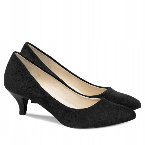 Brilu Polskie Zamszowe Szpilki Na Niskim Obcasie Deliah Czarne 37