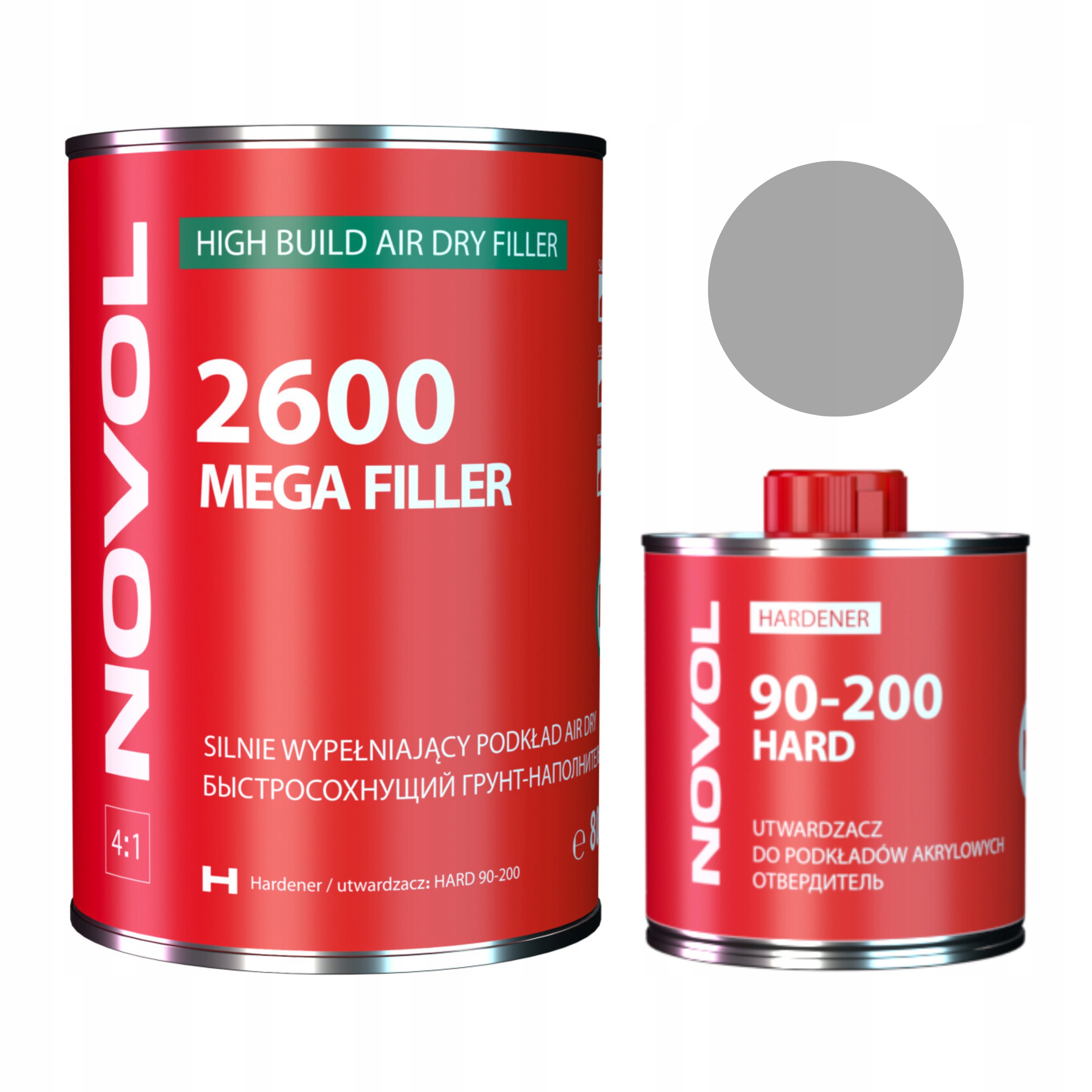 Podkład Mocno Wypełniający Szary Novol Filler 2600 1000ml Komplet