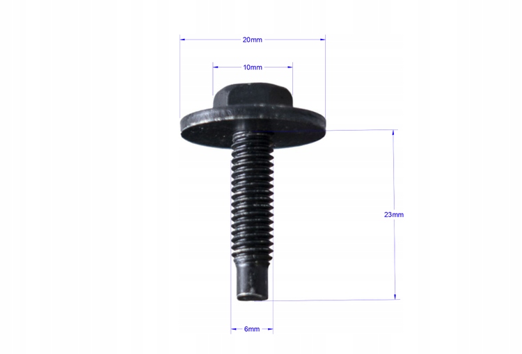 10 SZTUK ŚRUBA M6 x 24 CZARNA Z PODKŁADKĄ SPINKA WKRĘT MONTAŻOWY OSŁON PASA Marka Trustom
