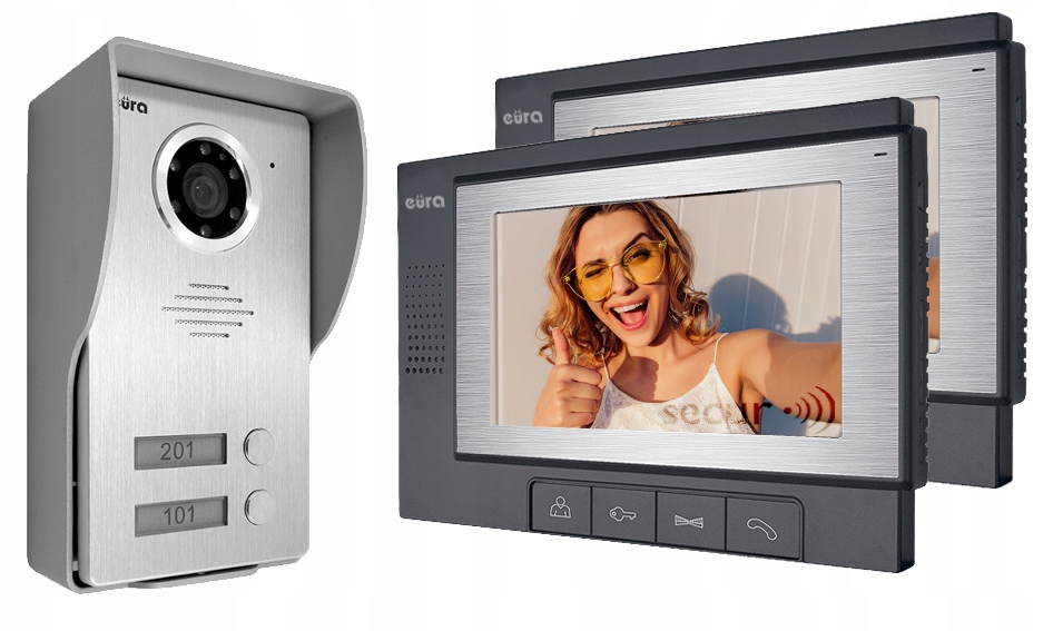 WIDEODOMOFON VIDEODOMOFON DOMOFON DWURODZINNY EURA regulacja oka kamery