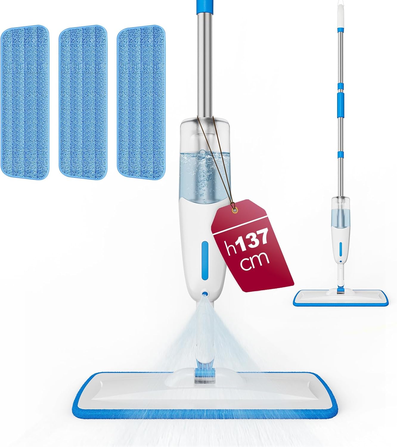 Levně Mop S Rozprašovačem 137 CM 3 Utěrky Z Mikrovlákna Na Podlahy Ze Dřeva A Dlaždic