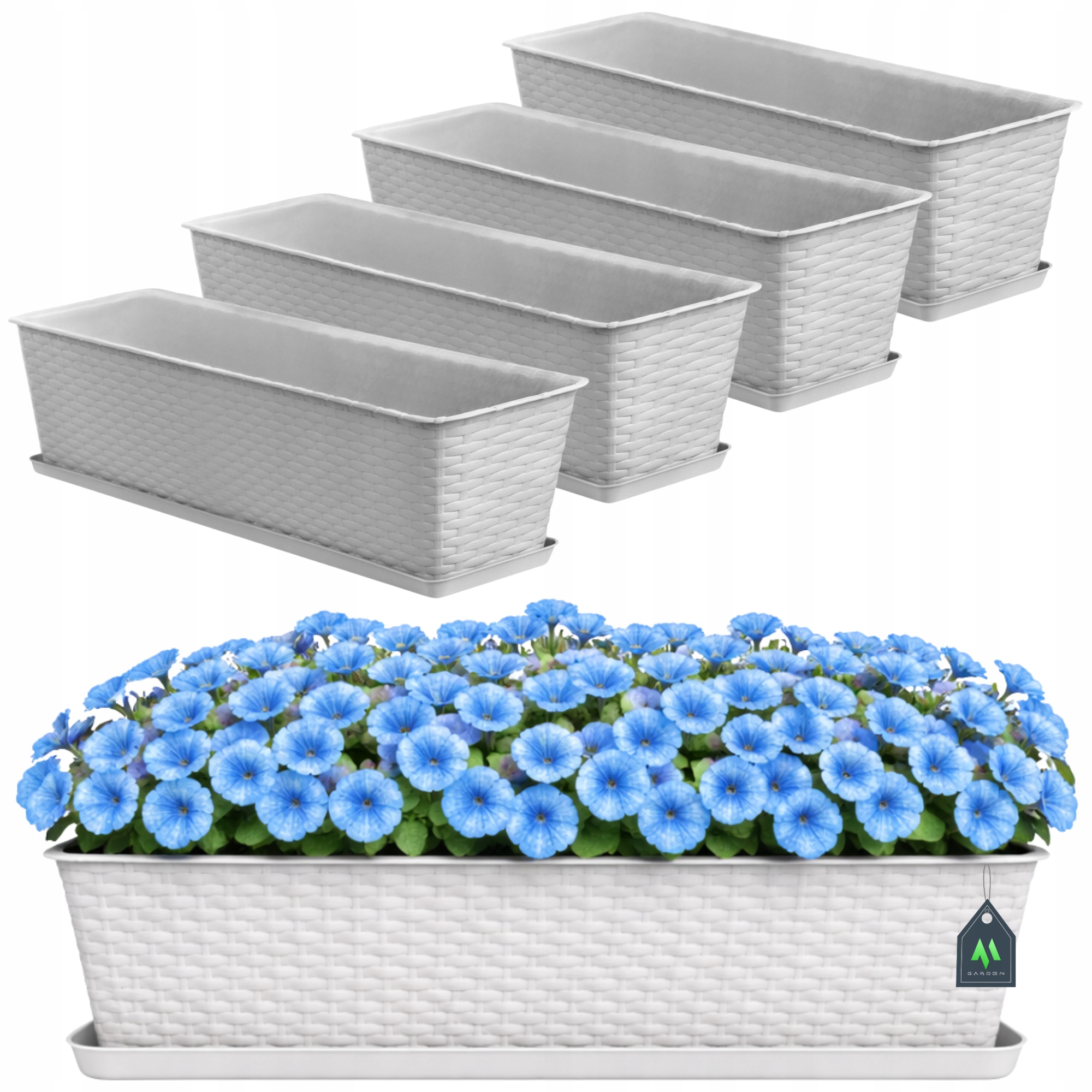 4x Skrzynka Balkonowa Doniczka Donica Z Podstawkami 60cm Szary