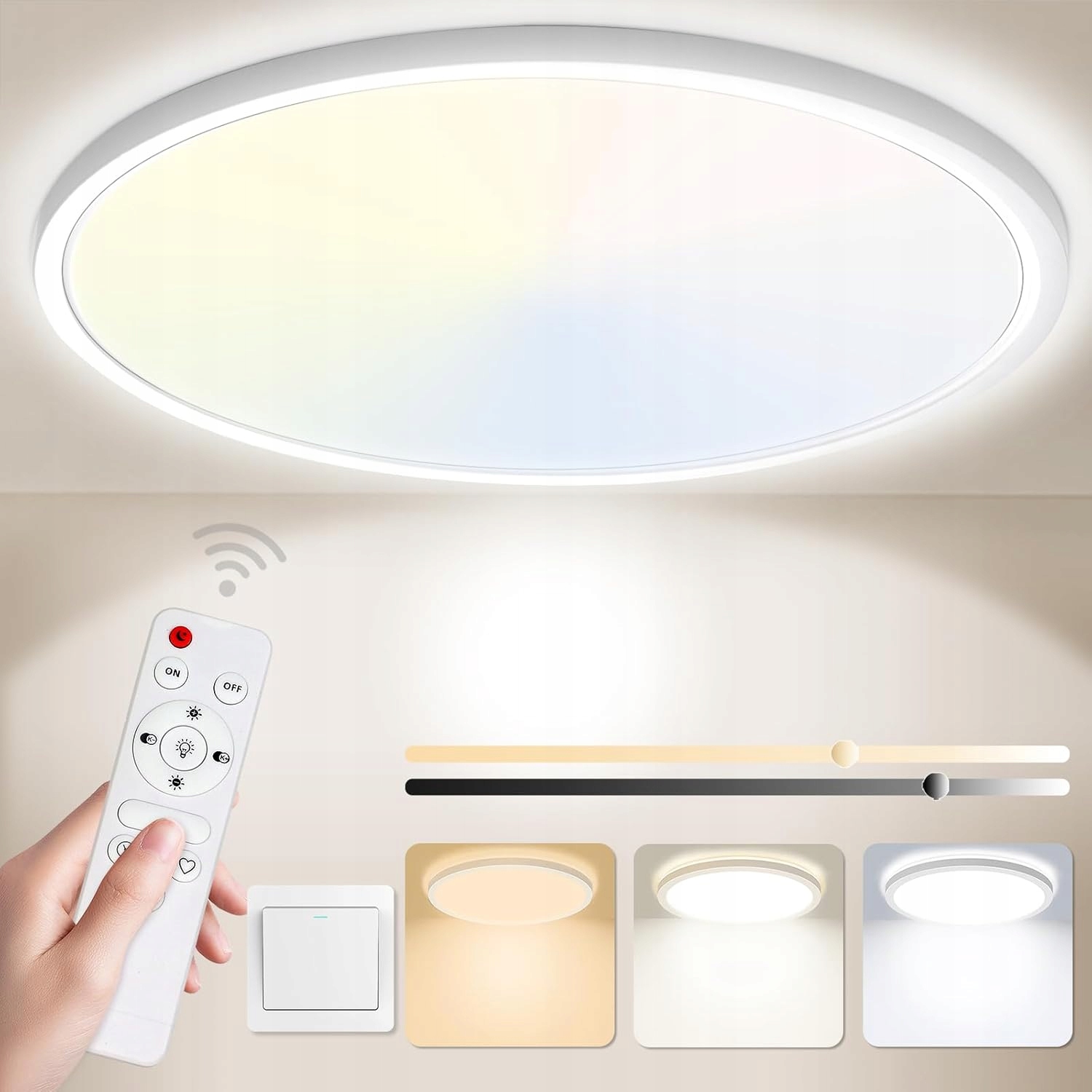 stropní svítidlo Led Stropní Svítidlo Bílá kulatý Moderní 24W 3000K-4500K-6500K