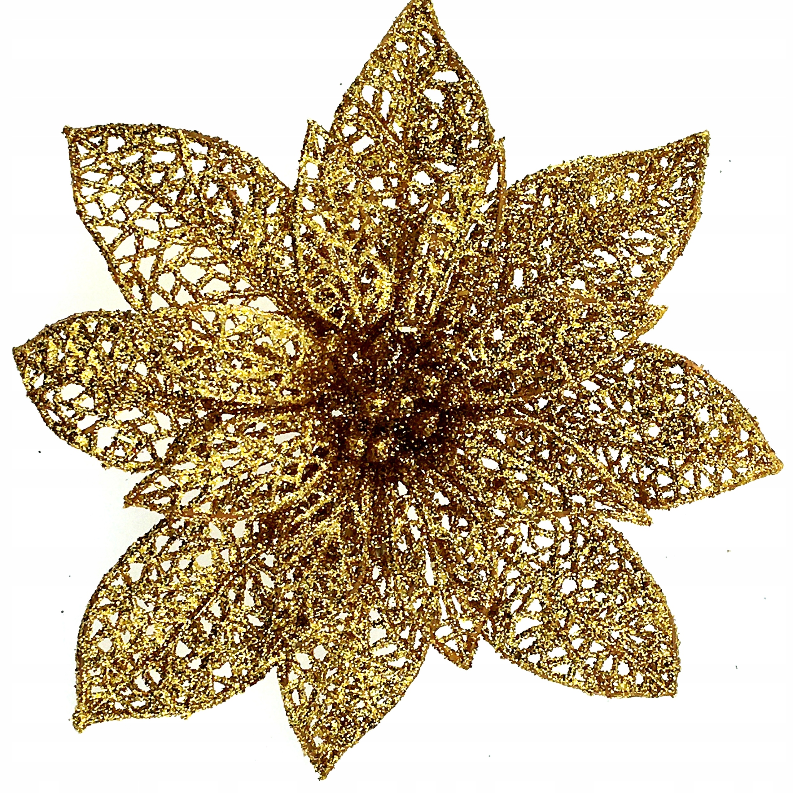 BOMBKI CHOINKOWE POINSECJA ZŁOTA KLIPS 15 cm