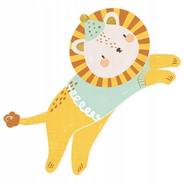 Serwetki papierowe na urodziny Roczek lew urodzinowe 16x10 cm 20 sztuk