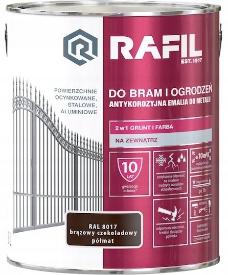 Rafil Emalia do bram i ogrodzeń 3L Ral 8016 Półmat