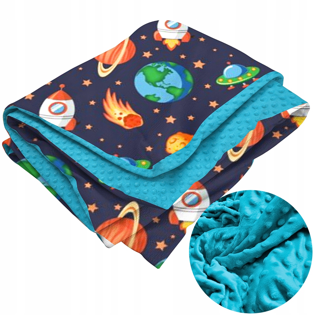 Oboustranný přehoz 120x180 Bavlna Polar Minky kosmos přikrývka kuličky