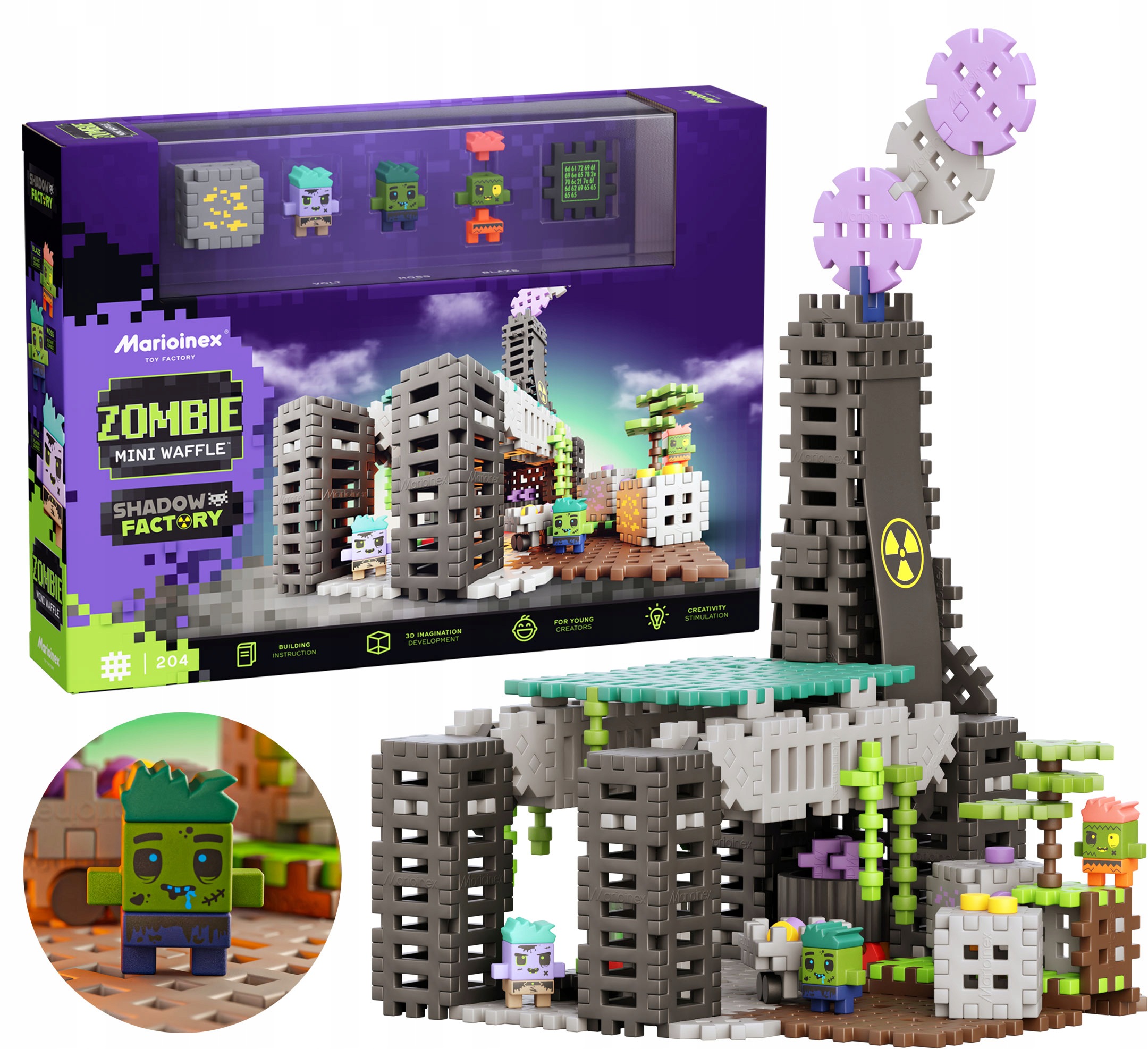Marioinex Mini Waffle Zombie Mroczna fabryka cieni, 3 figurki Zombie